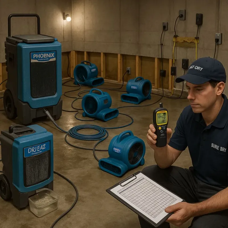 Structural Drying and Dehumidification process in Pleasanton, CA